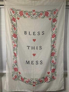 Bless This Mess Rose Border Wall Hanging Tapestry
